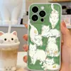 Capa de Celular Gato Verde Adequada para Apple 17 Silicone 16Promax Macia 15 Primavera Capa iPhone 14 13 Fofa