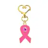 Nuevo llavero de listón rosa transfronterizo con colgante temático de concienciación sobre la salud mamaria, accesorio para llavero de bolso, regalo