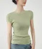 Camiseta de punto Jansa 100% Lyocell, Sencilla, Cómoda, Corte Ajustado, Sensación Fresca, Cuello Redondo, Manga Corta para Mujer