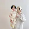 Roupa de Menina para Primavera Macacão Recém-Nascido Cereja Floral Macacão Doce Jaqueta Roupa de Proteção Dupla Camada para Bebê Primavera e Outono
