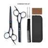 Set profesional de tijeras para cortar el cabello, juego completo de tijeras para salones de peluquería, tijeras entresacadoras, herramientas de peluquería, azul y negro