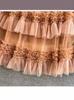 Combinações de Cores Selecionadas com Cuidado para Outono e Inverno, Looks Modernos, Saias Longas de Tule Rodadas, Saias de Dança e Saias Elaboradas em Camadas