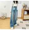 Algodão Macio e Fofo! Novos Jeans de Primavera para Mulheres, Perna Larga Estreita, Cintura Alta, Caimento Fluido, Elástico, Corte Reto, Calças Compridas