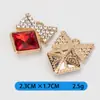 Pulseira Colar Pingente Charme Acessórios DIY Material Quadrado Pedra Preciosa Colorida Liga Metálica Pingente Único Conexão de Pingente Joia
