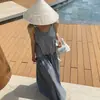 Dongdaemun INS Verano Nuevas Llegadas Estilo Francés de Nicho Estilo Resort Diseño de Patchwork Lateral Raya Vestido Camisola Mujer