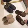 Zapatos Birkenstock de Punta Redonda Retro con Forro de Fieltro para Mujer, Felpa Plus 2026 Otoño/Invierno, Zapatos de Algodón Cálidos sin Cordones, Mocasines para Mujer