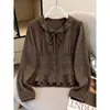 Camisa de cuello Peter Pan para mujer, nuevo top de manga larga con volantes adelgazante para principios de otoño 2026