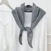 Chal Triangular Tejido de Lana de Color Puro Hueco Estilo Coreano para Mujer Moda Otoño/Invierno Versátil para Superponer Cárdigan Pequeño