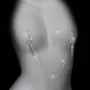 Corrente de corpo com franjas de estrela de cinco pontas exagerada e sexy transfronteiriça acessórios femininos moda europeia e americana multicamadas corrente de seios com strass corrente para mamilo