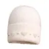 2025 Novo Chapéu de Lã Tricotado Quente Cor Sólida Vento Leve Simples com Decoração de Pérola Coração Misturado com Pelo de Coelho