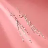 Pendientes de Gancho para Oreja con Borla de Plata de Ley 925 para Mujer, Pendientes de Lujo Ligero, Nuevo Estilo 2026, Estilo Largo Simple, Pendientes Elegantes, Colgantes para Orejas, Aretes