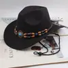 Sombrero de Lana Negro para Mujer de Comercio Exterior Europeo y Americano Primavera y Otoño, Retro Británico de Ala Ancha Versátil para Actuación en Escenario Jazz Hombres