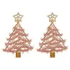 Pendientes de Navidad transfronterizos europeos y americanos, pendientes clásicos de árbol de Navidad con cuentas de metal, pendientes de moda de reno y lazo con pedrería
