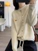 Cardigan de Lana con Cuello Redondo Otoño/Invierno 2026 Chaqueta para Mujer con Bordado de Animal Caballo Suéter Tejido Top Sencillo de Moda