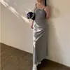 Conjunto de Cardigan Gris y Vestido Camisola Nuevo Otoño 2026 para Mujer, Vestido Largo de Lunares Estilo Francés Puro y Sexy