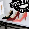 9269-A Zapatos de Tacón Alto de Terciopelo con Corte Lateral, Boca Baja y Punta Fina Adelgazante, Estilo Europeo y Americano, Sexy para Uso Diario, con Suela Roja