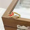 Anillo Abierto de Zirconia Naranja-Rojo de Gama Alta de Nicho Transfronterizo Hoja de Arce Mariposa Super Brillante Lujo Ligero Exquisito Elegante