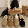 Botas de nieve para mujer con suela gruesa y forro de felpa, nueva colección de invierno 2026, botas cómodas y cálidas sin cordones, zapatos de algodón para mujer estilo Birkenstock