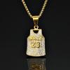 Fornecimento transfronteiriço europeu e americano hip hop titânio aço banhado a ouro colar No. 23 jersey tridimensional pingente colar fábrica em estoque atacado