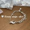 Pulsera de Plata Brillante Dongdaemun Coreana Plata de Ley S925 Diseño Ovalado Asimétrico de Nicho para Niñas