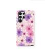 Capa para Celular Samsung S23Ultra Estilo Suave Flor Roxa Esmagada Capa Dupla com Película S25 Capa Protetora Anti-Queda