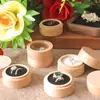 Tapa Superior e Inferior Redonda Madera de Haya Anillo Acrílico Caja para Anillos Transparente Caja para Anillo de Compromiso Madera Maciza Femenina Caja para Anillo de Diamantes Empaque de Almacenamiento