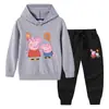 Primavera y Otoño 2023 nueva ropa infantil transfronteriza suéter con capucha para niños pantalones conjunto de dos piezas bebé algodón manga larga