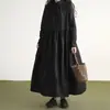 Vestido largo de otoño con cuello de encaje y manga larga para mujer, nuevo vestido largo de estilo artístico ajustado