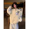 Estilo Americano 2025 Estampado Retro con Letras Primavera y Otoño Nueva Chaqueta de Béisbol Estilo Pareja Top Suelto Chaqueta