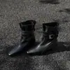 Botines Cuadrados de Dos Vías Estilo Retro First Encounter para Mujer 2026 Otoño Nuevo Estilo Hebilla de Cinturón Tacón Grueso Botas de Moda