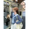 Conjunto de Outono Inverno Estilo Coreano: Suéter de Tricô de Manga Longa Listrado com Xale, Conjunto Duas Peças de Blusa Solta Estilo Preguiçoso para Mulheres