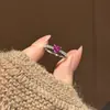 Anel de Coração de Rubi Sangue de Pombo Diamante Simples de Luxo Leve e de Alta Qualidade Exquisito Conjunto Completo Empilhável Versátil Anel para Dedo Indicador