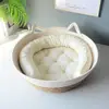 Ninho de Gato para Todas as Estações, Quente no Inverno, Arranhador de Gato de Rattan, Tapete Refrescante para Animais de Estimação, Ninho de Gato de Palha, Removível e Lavável