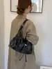 Bolsa tote vintage transfronteiriça de couro macio para mulheres, bolsa de ombro com cordão de grande capacidade, bolsa de mão e bolsa de ombro de nicho de alta qualidade