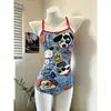Traje de baño de una sola capa para mujer Lycra Cepillado Dibujos Animados Adelgazante Específico para Piscina Natación Competitiva Estudiante Niña Ropa de Baño