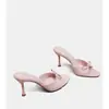 Pantuflas con Lazo para Uso en Exteriores, Sandalias de Tacón Alto Estilo Francés para Mujer, 2026 Talla Grande de Punta Abierta Versátiles Pantuflas de Tacón Alto