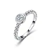 Anillo de Plata S925 con Borde de Perla Burbuja de Moissanita e Incrustación Completa de Piedra, Diseño Redondo, Joyería de Regalo Suave de Nicho