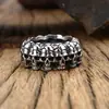 Anillo retro de fila completa de calaveras estilo nuevo anillo de acero de titanio para hombre personalidad Moda joyería de comercio exterior transfronterizo venta al por mayor