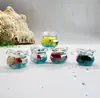 Casa de Bonecas DIY Aquário de Vidro Mini Luminoso Peixe Koi Pequeno Artificial Mini Copo de Vidro Brinquedo Casa de Brincar Enfeites