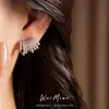 Brincos em Prata Banhada a Ouro 14K com Agulha de Prata e Zircônia, Multi-Camadas em Formato de C, Simples e Estilosos, Brincos da Moda, Luxo Leve, Brincos de Alta Qualidade