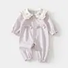 Mameluco de una pieza para bebé niña para primavera y otoño, de manga larga, sin costuras, para recién nacidos y bebés, con cuello camisero