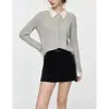 Cardigan de Punto Texturizado Trenzado Estilo Retro Cuello de Camisa para Mujer Otoño 2026 Nuevo Estilo Perezoso Suéter de Lana Top