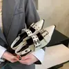 Sapatos Mary Jane Estilo Francês Estilo Fragrante Bico Fino Femininos 2024 Outono e Verão Novo Estilo Sapatos Pequenos de Couro Retro Salto Grosso Camada Única para Mulheres