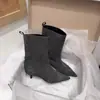 Botas de salto kitten wide leg, tendência de moda 2026, botas de inverno femininas curtas de bico fino estilo retrô coreano