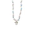Collar de cuentas rosas, dulce y bonito, estilo coreano, con lazo elegante que combina con todo, cadena para clavícula, estilo de celebridad de Internet.