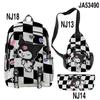 3D Novo Produto Estampado Periférico Sanrio kuromi kuromi Mochila Escolar Mochila Estojo de Lápis Bolsa de Ombro Conjunto de Três Peças
