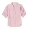 2025 Verão Novo Top Solto plus size Camisa de manga curta Camisa pequena para mãe Algodão Linho Respirável Cobertura de Carne Emagrecimento Tendência