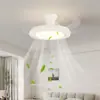 Lámpara de araña con ventilador para sala de estar y dormitorio, decoración del hogar moderna minimalista, lámpara de araña pequeña de alta gama estilo crema con luz de ventilador integrada