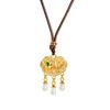 Collar antiguo francés de oro y arena, estilo retro de corte, con colgante de loto koi, candado de longevidad, marea nacional, combina con todo, joyería duradera y resistente a la decoloración.