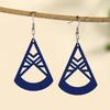 Nuevos aretes huecos de madera de moda europea y americana, aretes geométricos de madera personalizados, aretes de diamantes transfronterizos, joyería de moda